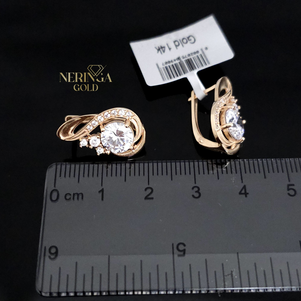 Rose gold english lock earrings #65942