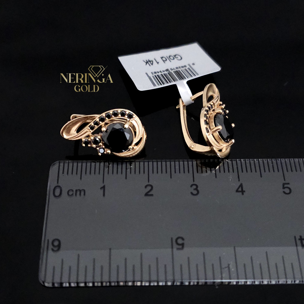 Rose gold english lock earrings #66864