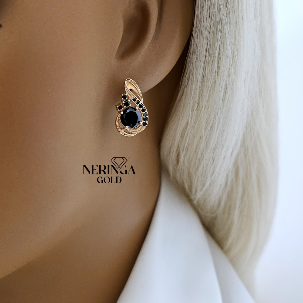 Rose gold english lock earrings #66864