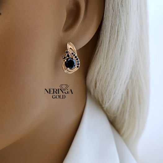 Rose gold english lock earrings #66864