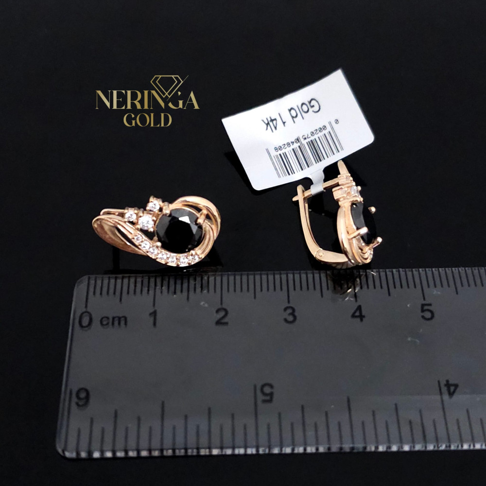 Rose gold english lock earrings #69029