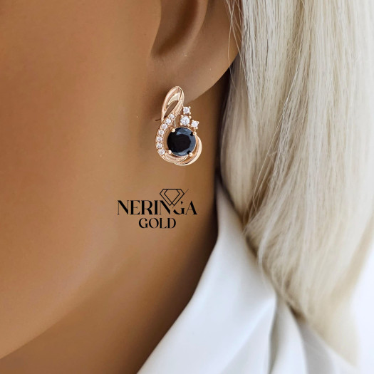 Rose gold english lock earrings #69029