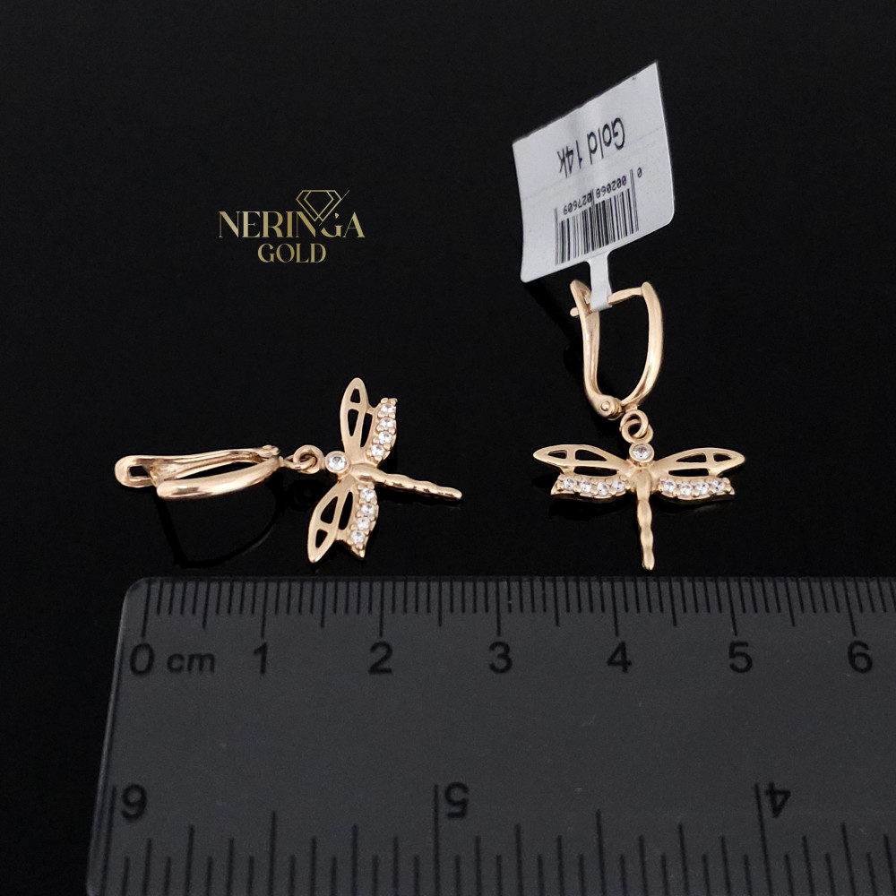 Rose gold english lock earrings #67157