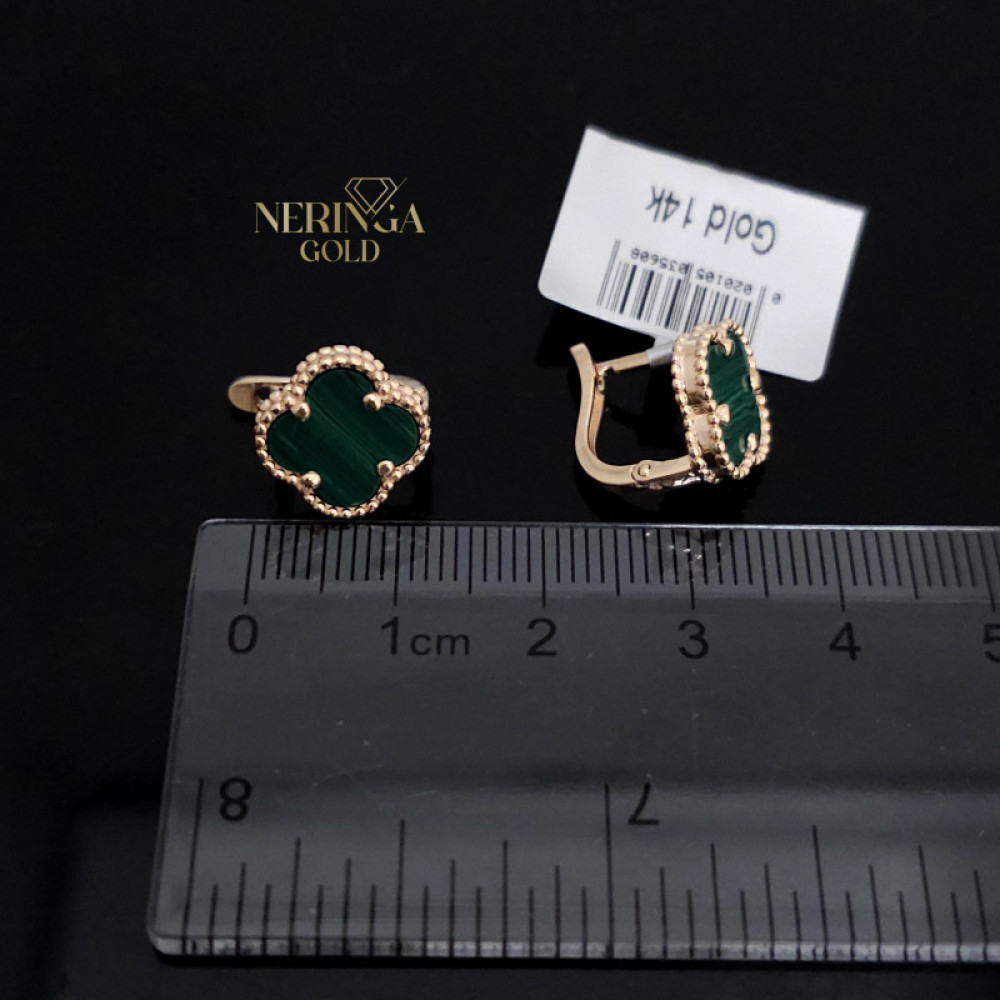 Rose gold english lock earrings #69841