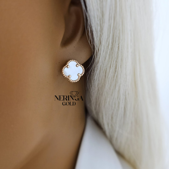 Rose gold english lock earrings #67710