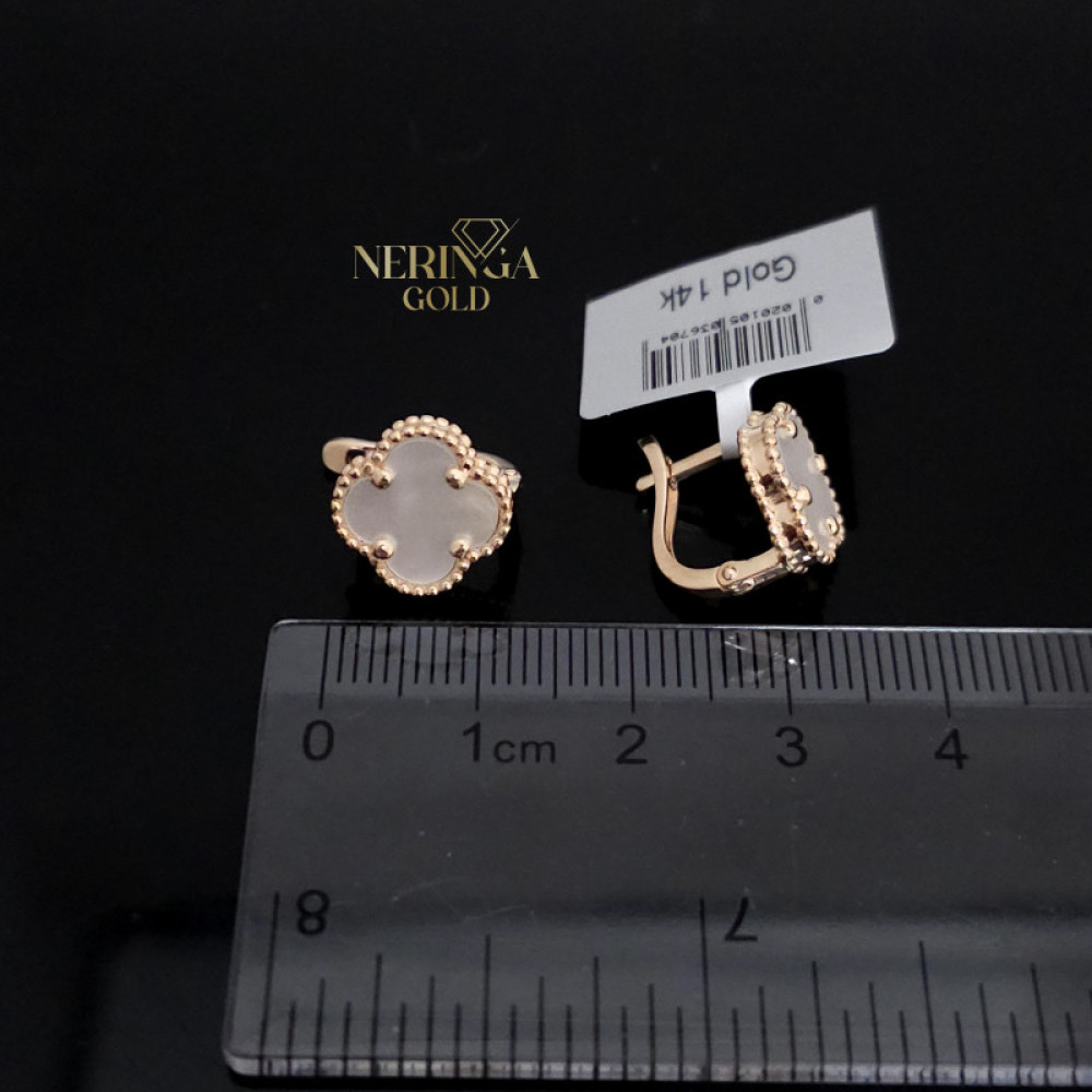 Rose gold english lock earrings #67710