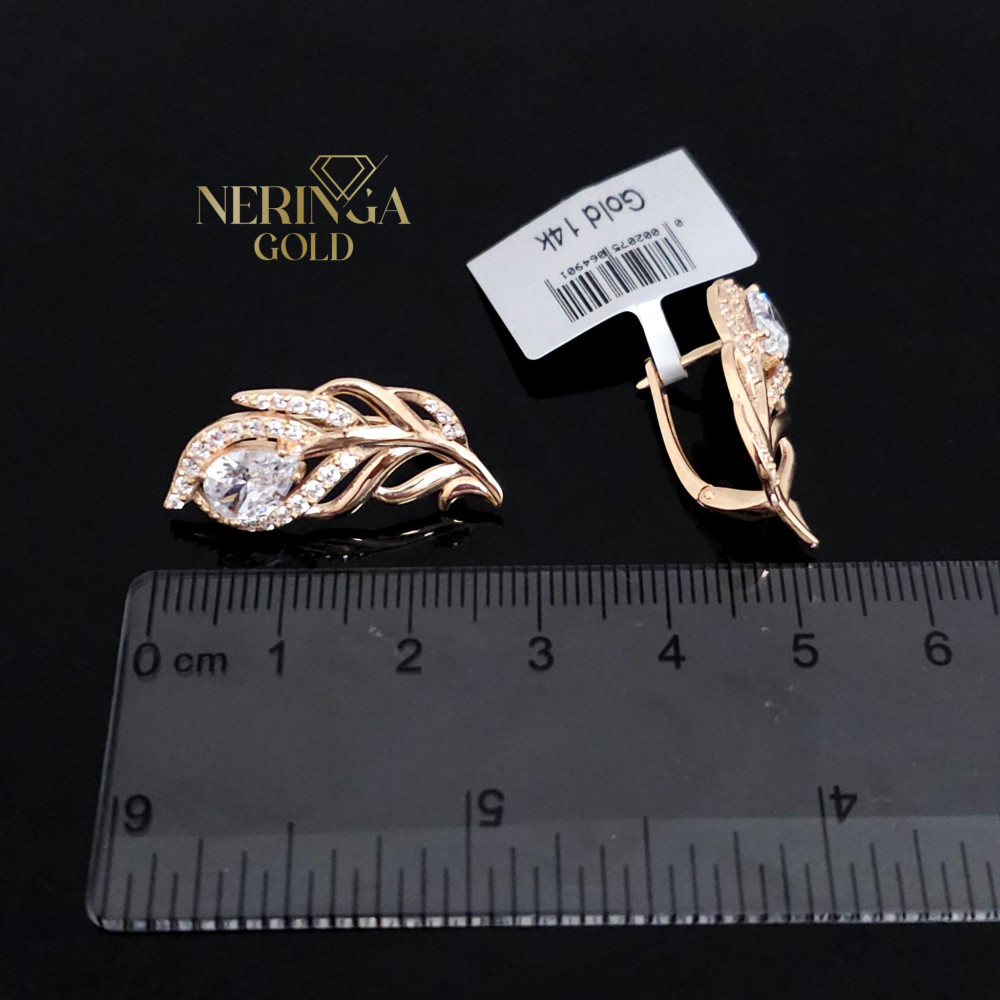 Rose gold english lock earrings #66016