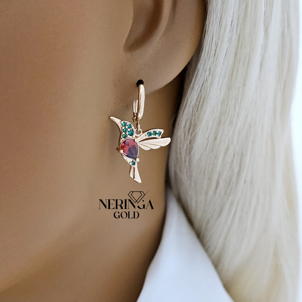 Rose gold english lock earrings #65973