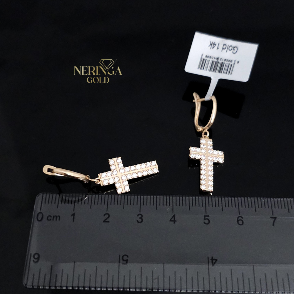 Rose gold english lock earrings #65822