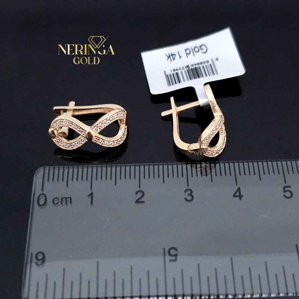 Rose gold english lock earrings #65877