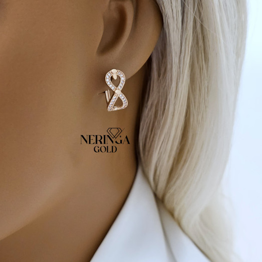 Rose gold english lock earrings #65877