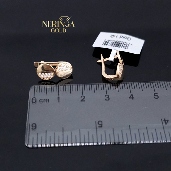 Rose gold english lock earrings #60529