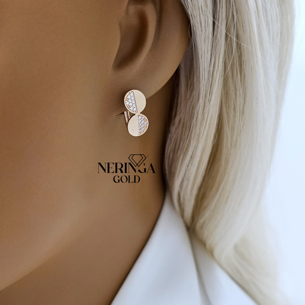 Rose gold english lock earrings #65933