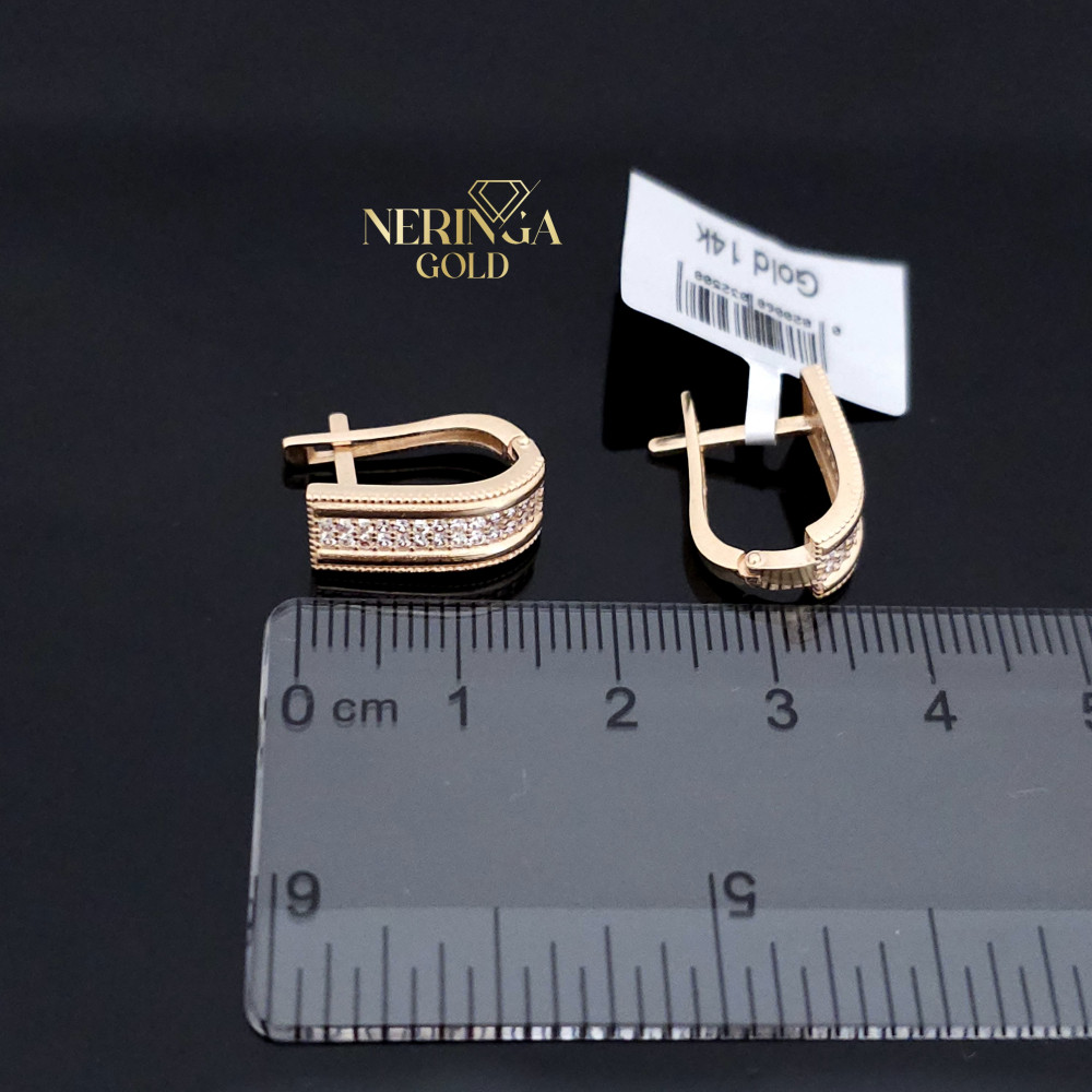 Rose gold english lock earrings #67345