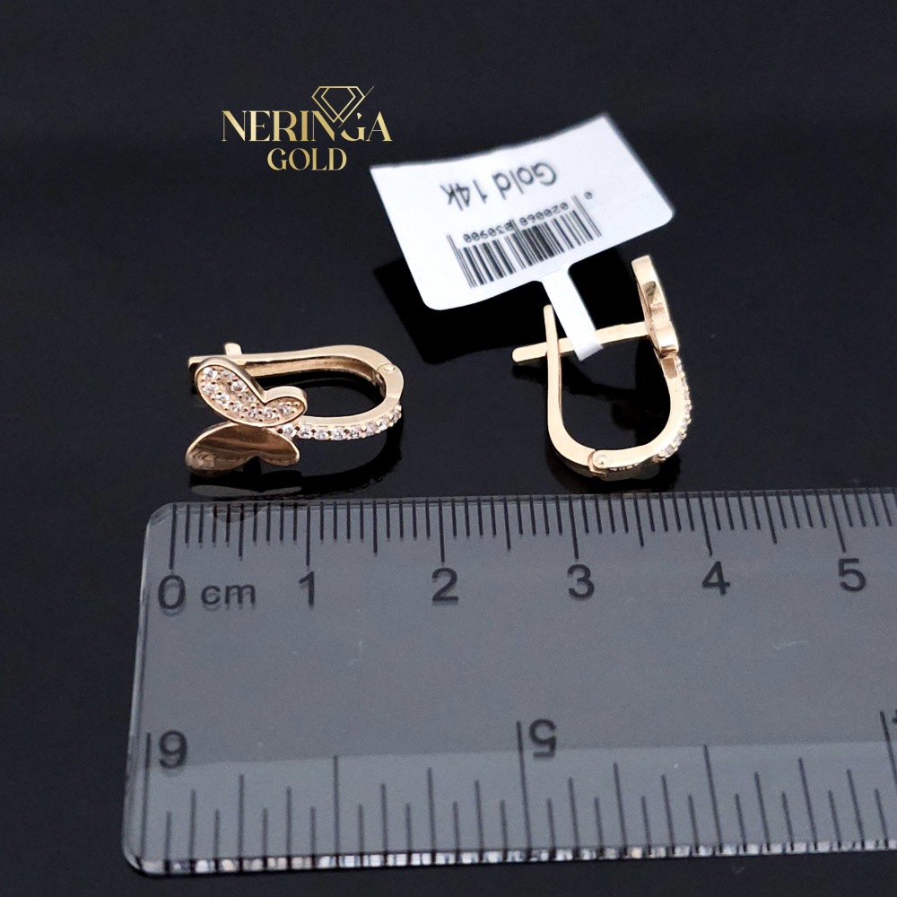 Rose gold english lock earrings #65885