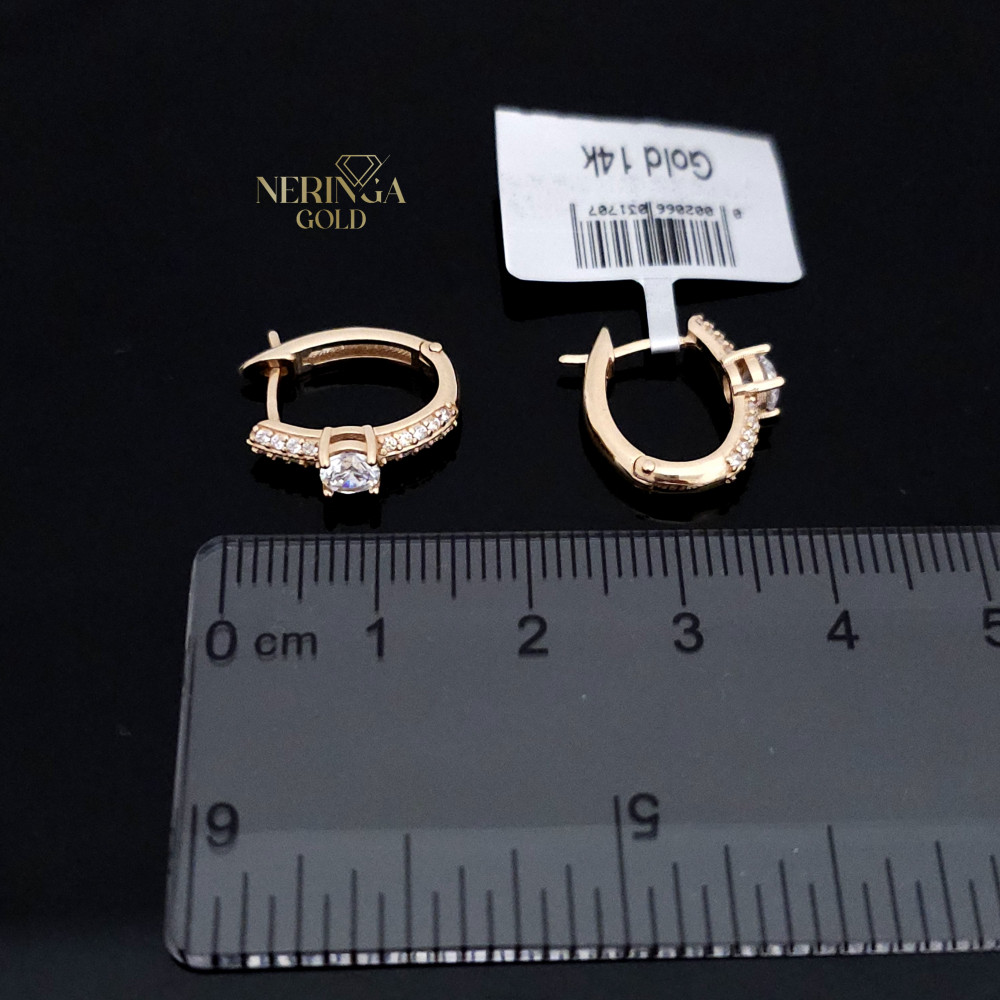 Rose gold english lock earrings #65869