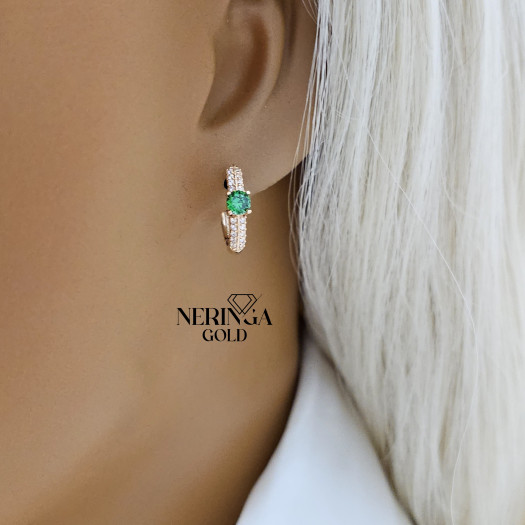 Rose gold english lock earrings #66872