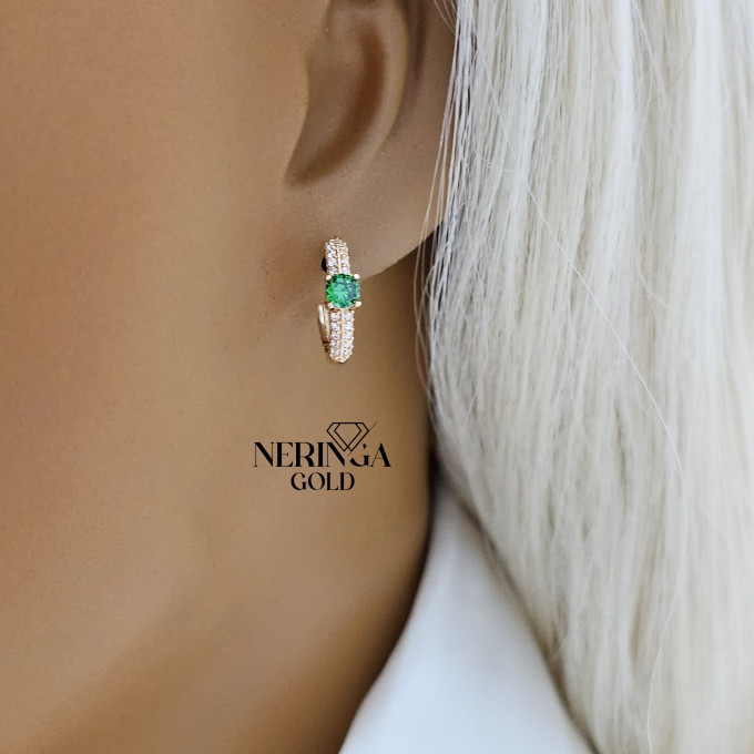 Rose gold english lock earrings #66872
