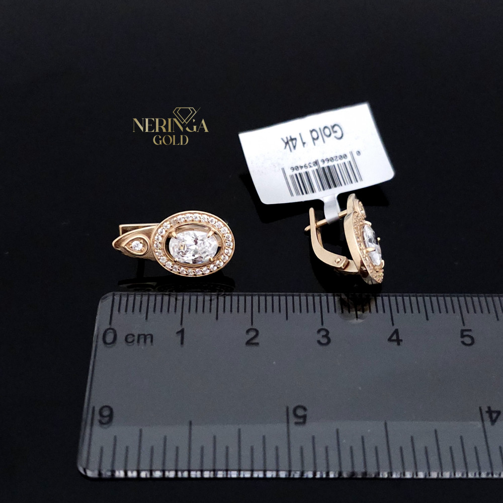 Rose gold english lock earrings #65824