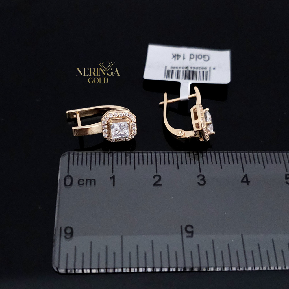 Rose gold english lock earrings #69490