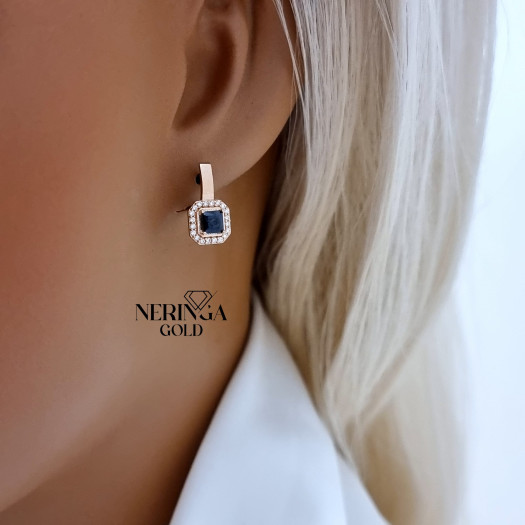 Rose gold english lock earrings #65853