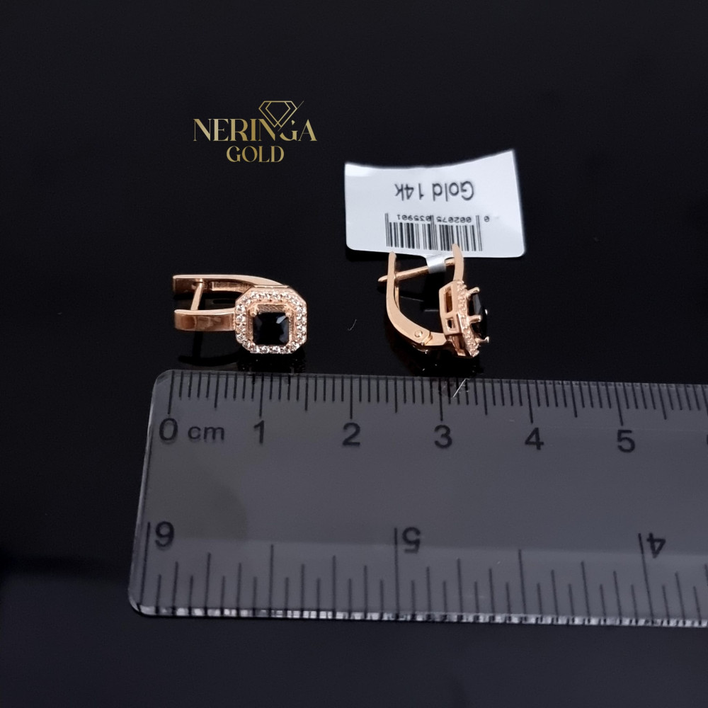 Rose gold english lock earrings #65853