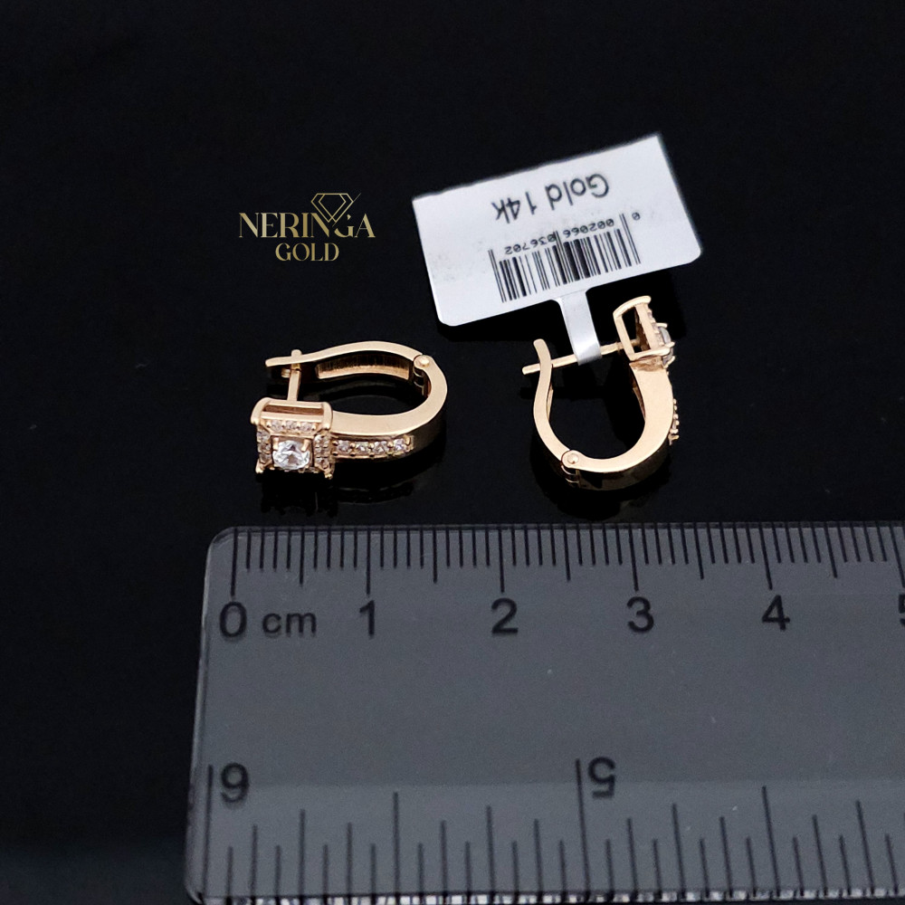 Rose gold english lock earrings #68030