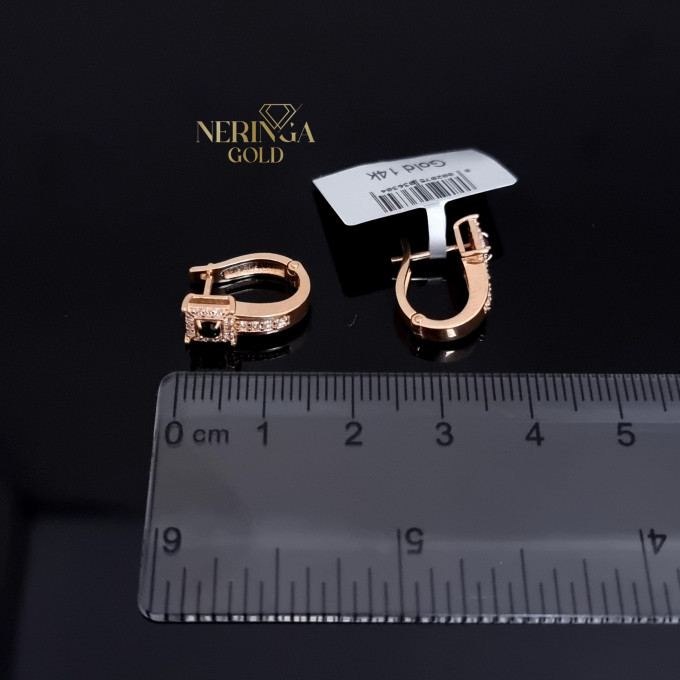 Rose gold english lock earrings #66866