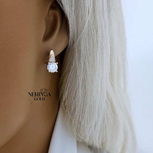 Rose gold english lock earrings #68025