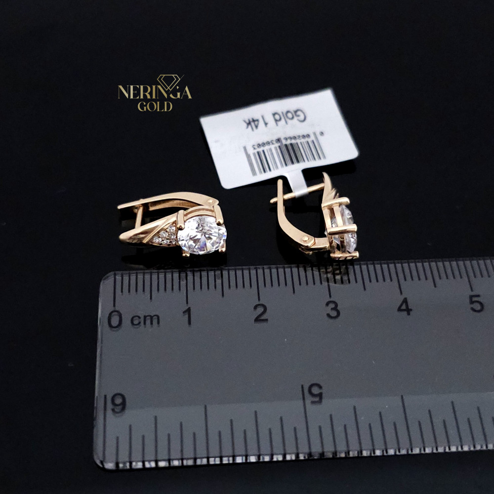 Rose gold english lock earrings #68025