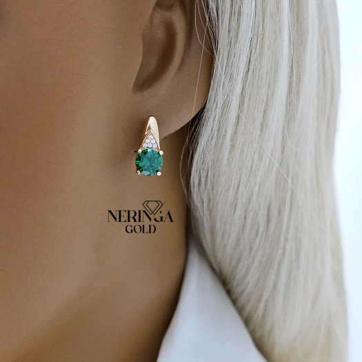 Rose gold english lock earrings #65969