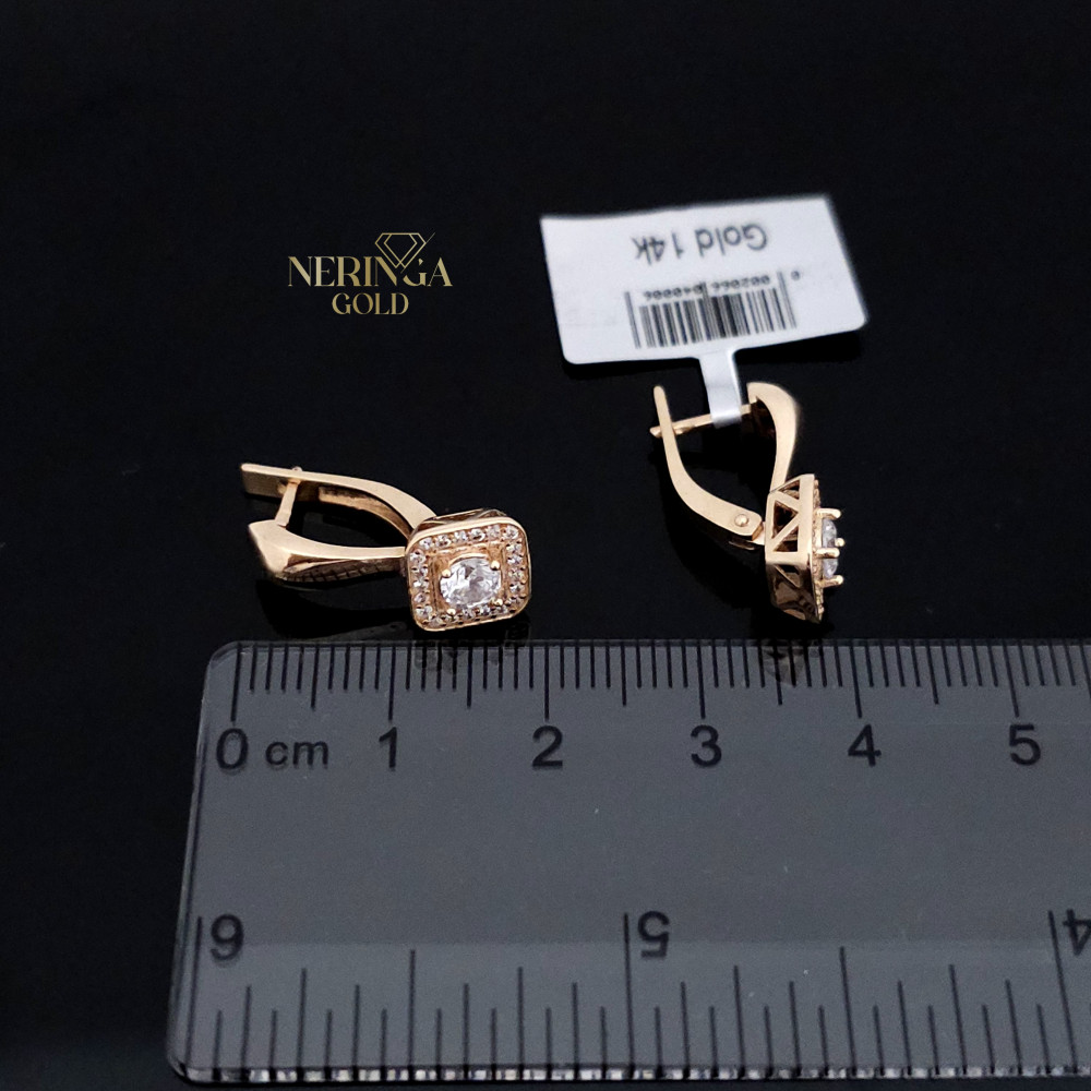 Rose gold english lock earrings #65845