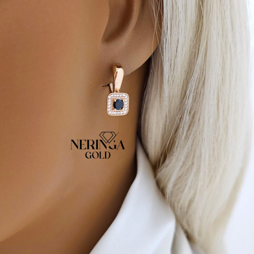 Rose gold english lock earrings #65830