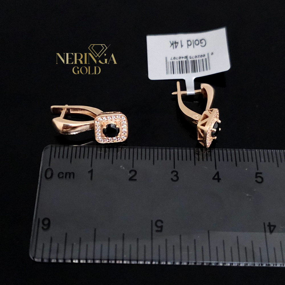 Rose gold english lock earrings #65830