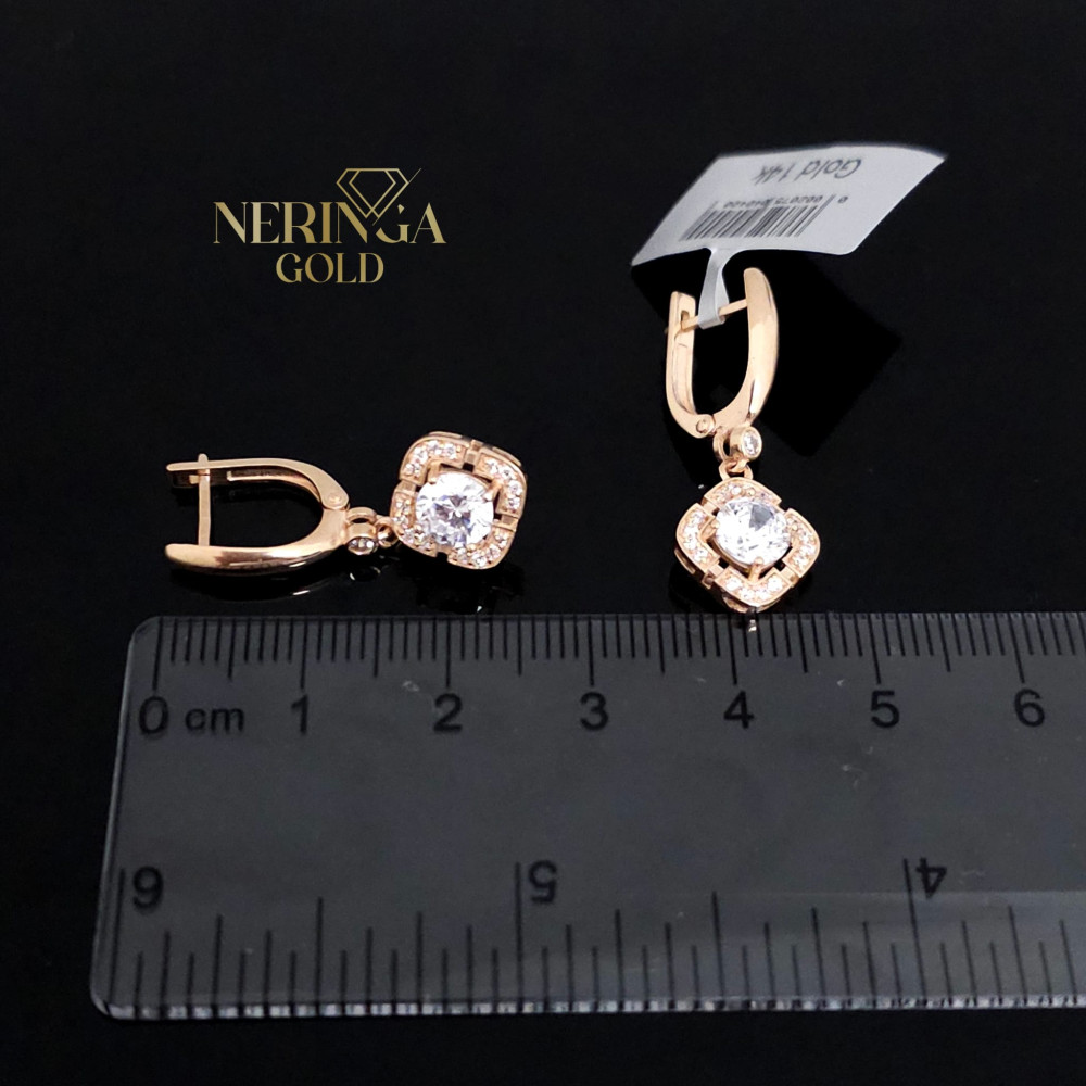 Rose gold english lock earrings #65846