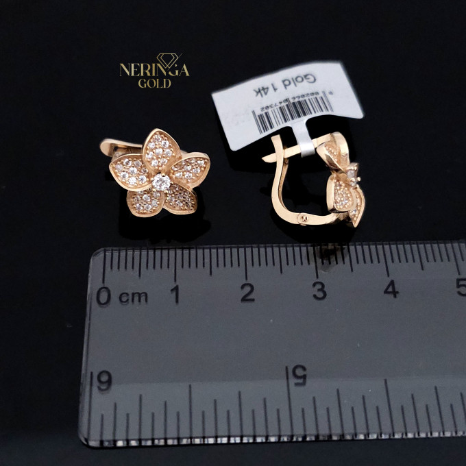 Rose gold english lock earrings #59946