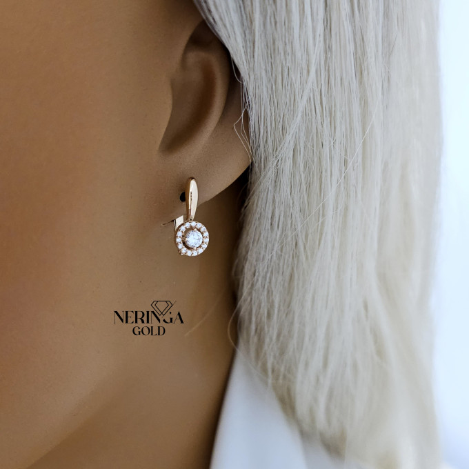 Rose gold english lock earrings #66870