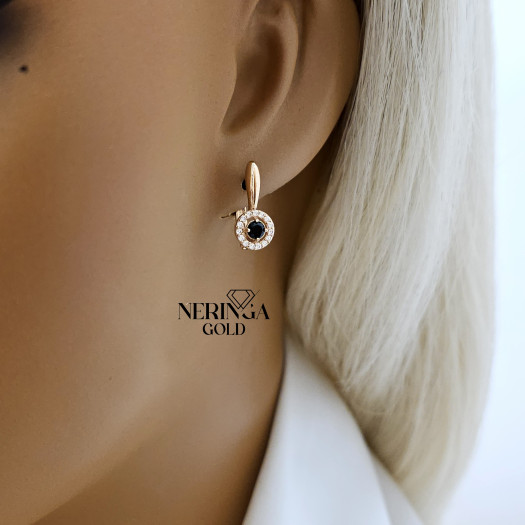 Rose gold english lock earrings #69487