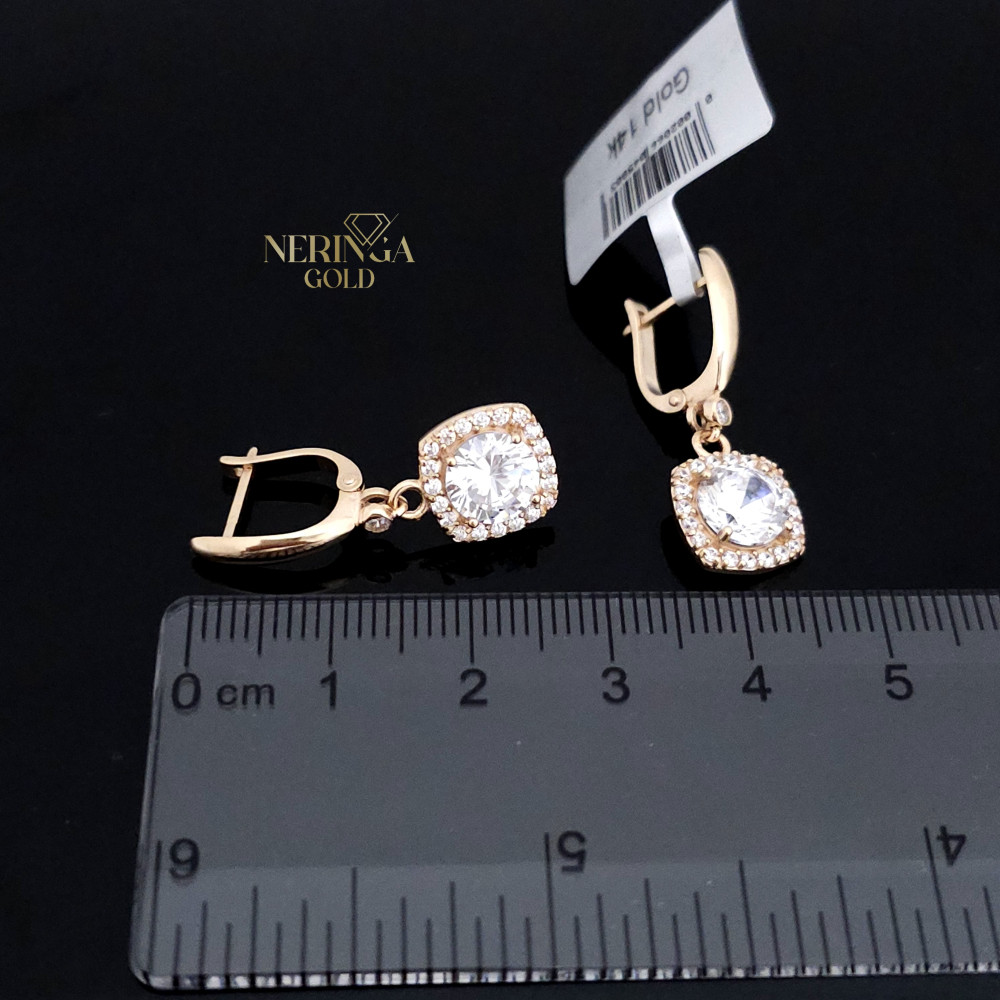 Rose gold english lock earrings #65838