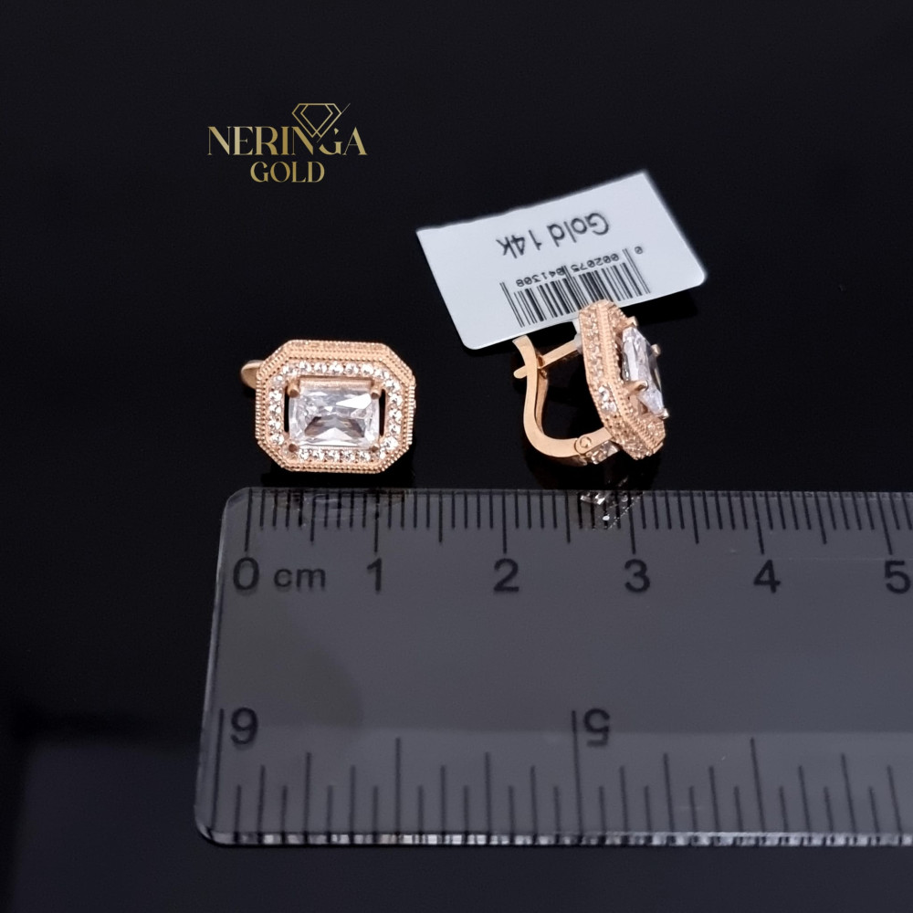 Rose gold english lock earrings #68027