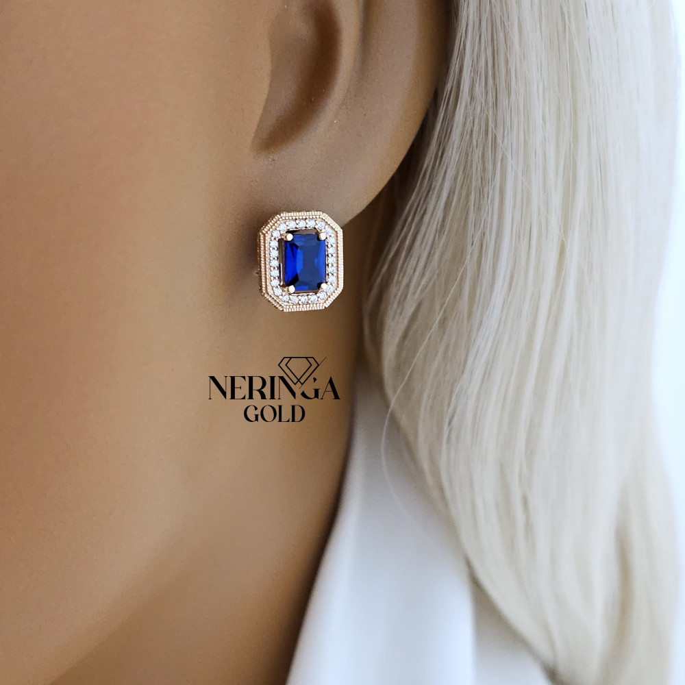 Rose gold english lock earrings #67712