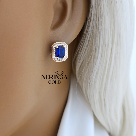 Rose gold english lock earrings #67712