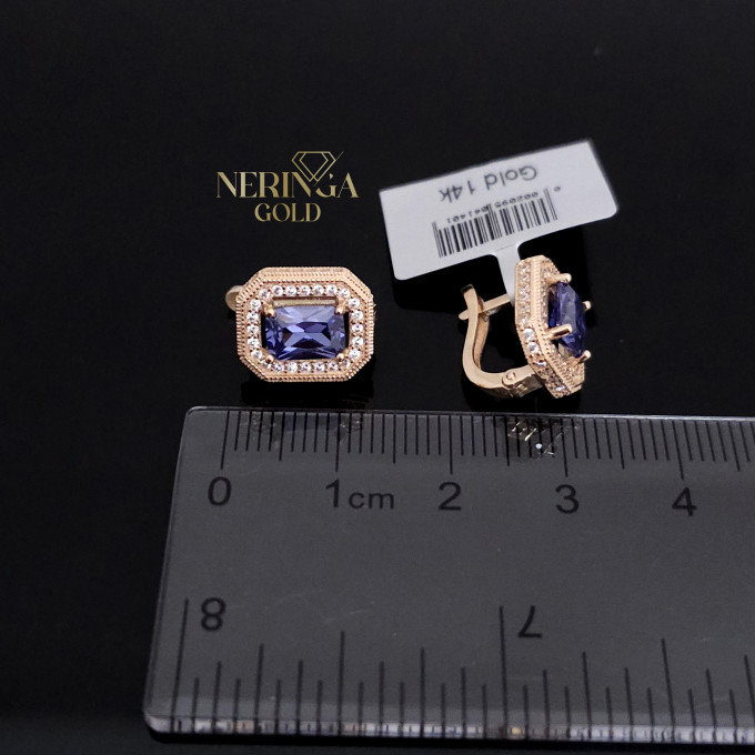 Rose gold english lock earrings #66865
