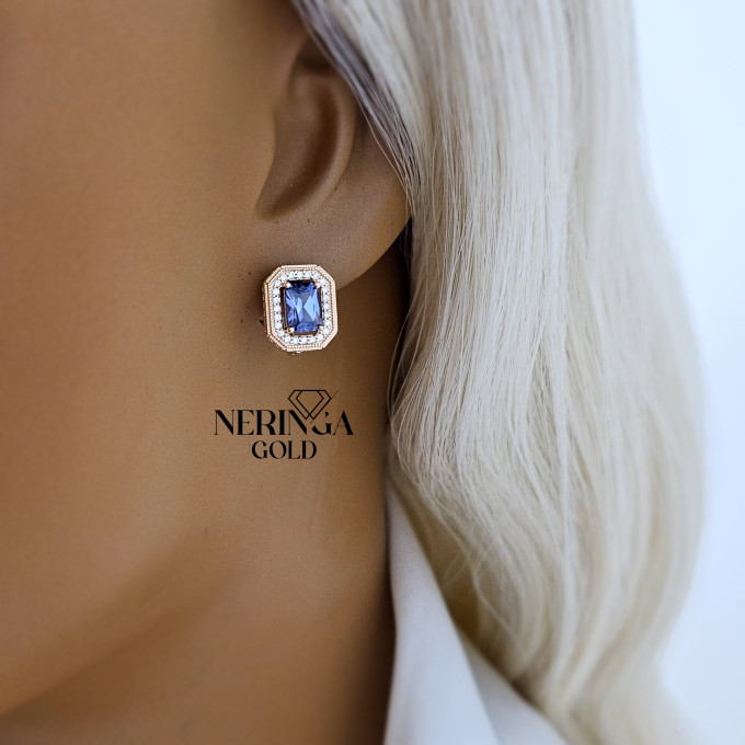 Rose gold english lock earrings #66865