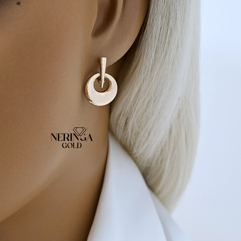 Rose gold english lock earrings #65831