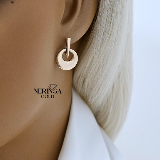 Rose gold english lock earrings #65831