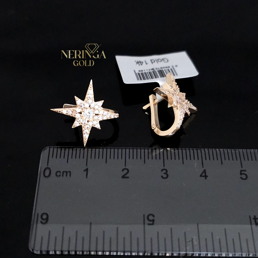 Rose gold english lock earrings #65863