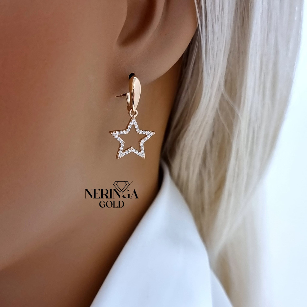 Rose gold english lock earrings #65857