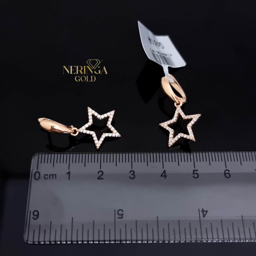Rose gold english lock earrings #65857