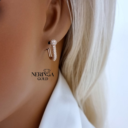 Rose gold english lock earrings #64855